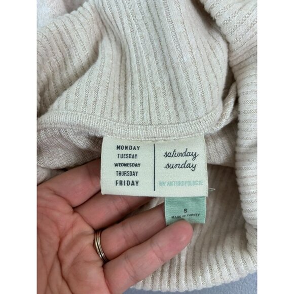 Saturday Sunday Cream women's small Racheal cowl neck pullover top anthropologie - Picture 9 of 9